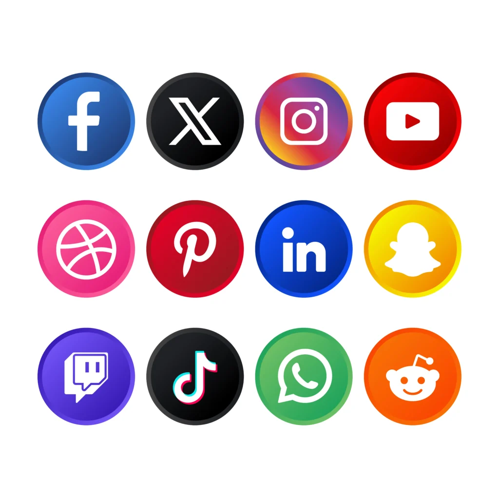Set Of Gradient Social Media Circles Logos With New X logo Set Of Gradient Social Media Circles Logos With New X logo